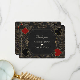 Casino Goud Zwart Art Deco Gatsby Jaren 20 Huwelij Bedankkaart