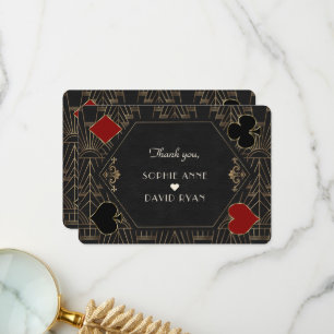 Casino Goud Zwart Art Deco Gatsby Jaren 20 Huwelij Bedankkaart