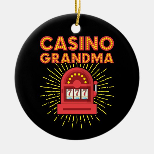 Casino Grandma Gambling Granny Keramisch Ornament (Voorkant)
