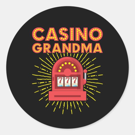 Casino Grandma Gambling Granny Ronde Sticker (Voorkant)