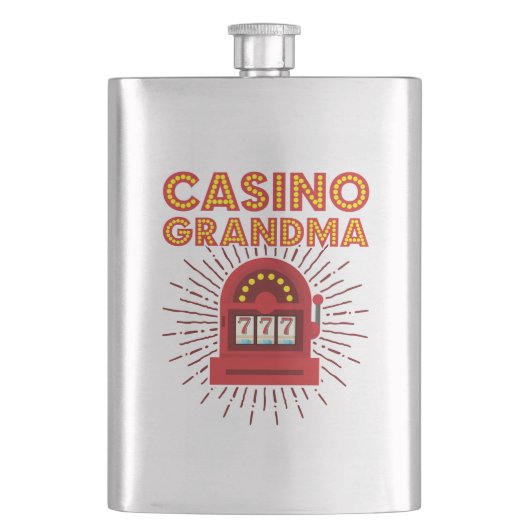 Casino Grandma Slot Machine Gambling Grootmoeder Flacon (Voorkant)