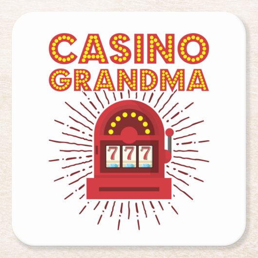 Casino Grandma Slot Machine Gambling Grootmoeder Kartonnen Onderzetters (Voorkant)