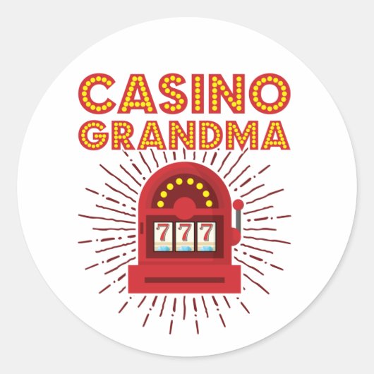 Casino Grandma Slot Machine Gambling Grootmoeder Ronde Sticker (Voorkant)