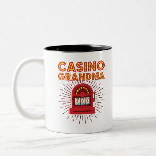 Casino Grandma Slot Machine Gambling Grootmoeder Tweekleurige Koffiemok