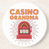 Casino Grandma Slot Machine Gambling Grootmoeder Zandsteen Onderzetter (Voorkant)