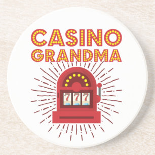 Casino Grandma Slot Machine Gambling Grootmoeder Zandsteen Onderzetter