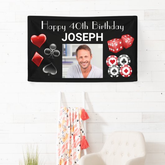 Casino Happy Birthday Elke leeftijd Spandoek (Insitu)