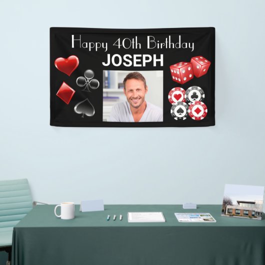 Casino Happy Birthday Elke leeftijd Spandoek (Beurs)