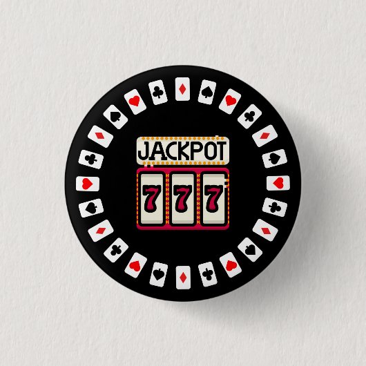 Casino Hit the Jackpot 777 Ronde Button 3,2 Cm (Voorkant)