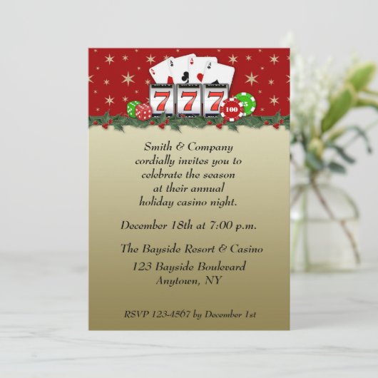 Casino Holiday Uitnodiging (Staand voorkant)