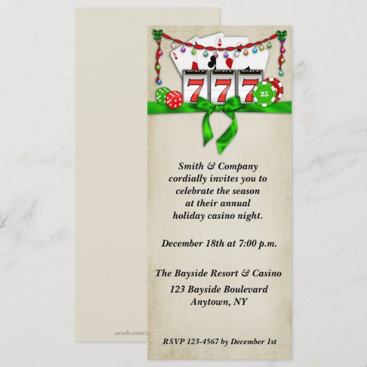 Casino Holiday Uitnodiging (Voorkant / Achterkant)