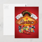 Casino-illustratie met gokelementen briefkaart (Voorkant / Achterkant)