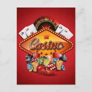 Casino-illustratie met gokelementen briefkaart