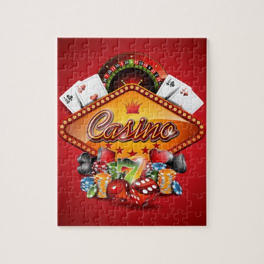 Casino-illustratie met gokelementen legpuzzel (Verticaal)
