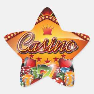 Casino-illustratie met gokelementen ster sticker