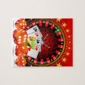 Casino-illustratie met roulette wielen en dices legpuzzel (Horizontaal)