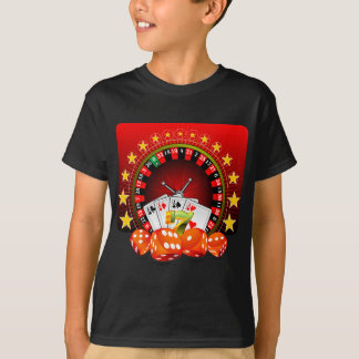 Casino-illustratie met rouletwiel en -dices t-shirt