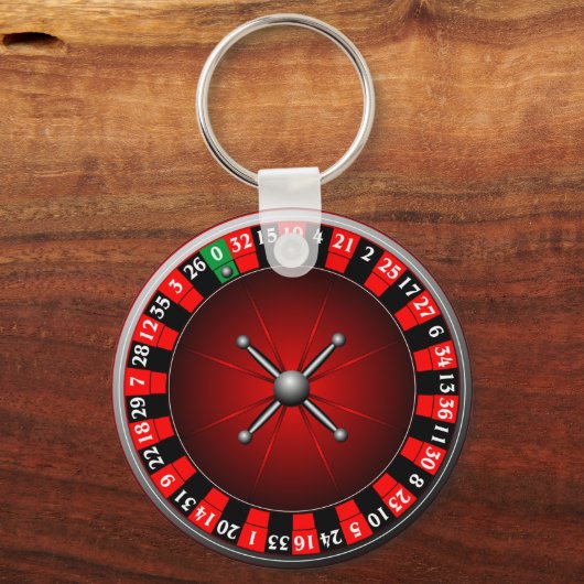 Casino-illustratie met rouletwiel sleutelhanger (Voorkant)