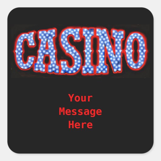 Casino in rood wit & blauw vierkante sticker (Voorkant)