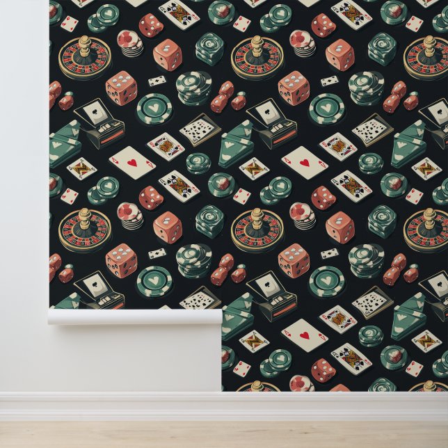 Casino Interieur Poker Kaarten Gokken Dice Roulett Behang (Applicatie)