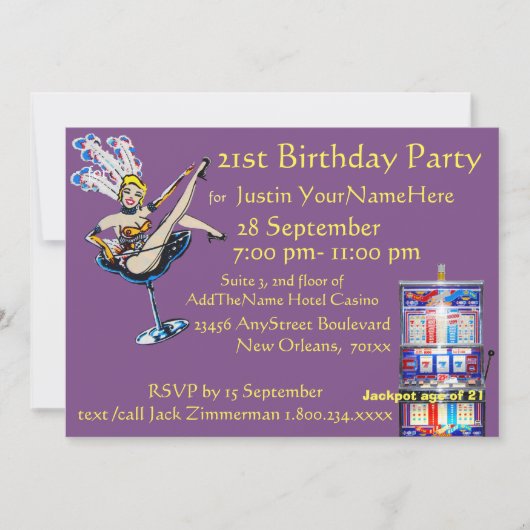 Casino Jackpot Showgirl Verjaardag Kaart (Voorkant)