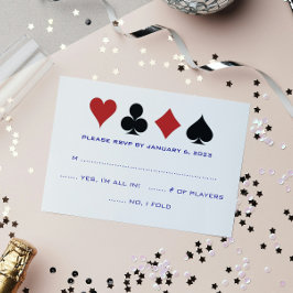 Casino Kaart Suits Navy Blauw Wit Bruiloft RSVP