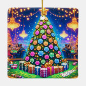 Casino Kaart Tafel en Poker Chip Kerstboom Keramisch Ornament (Achterkant)