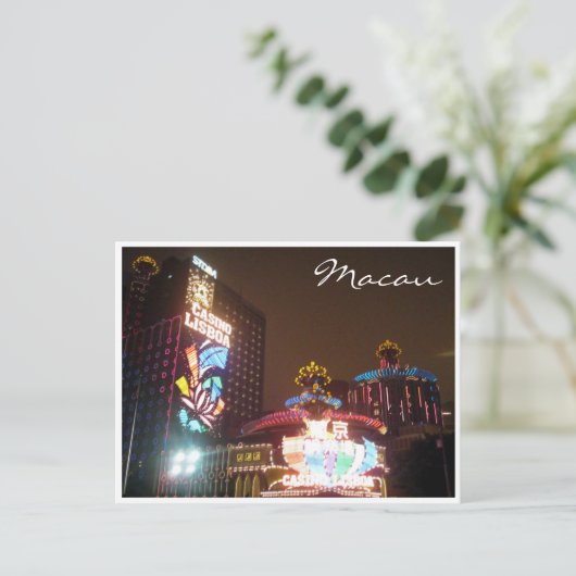 casino - lampje macau briefkaart (Staand voorkant)