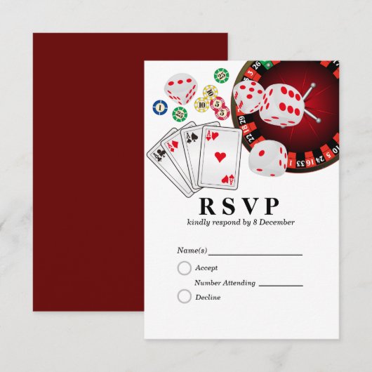Casino las vegas 3,5-inch x 5-inch reactiekaart RSVP kaartje (Voorkant / Achterkant)