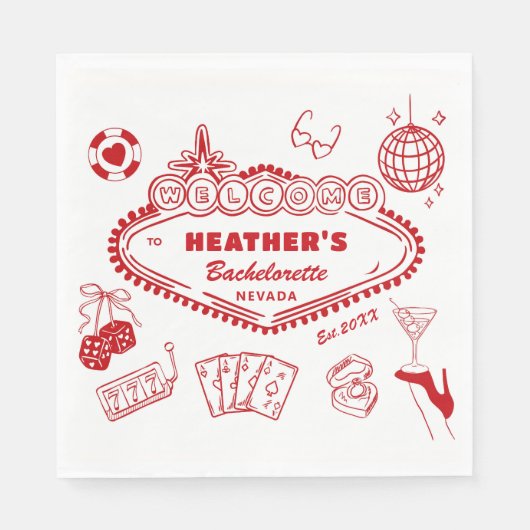 Casino Las Vegas Bachelorette Party Favors Servet (Voorkant)