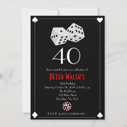 Casino Las Vegas Birthday Invitation Kaart (Voorkant)