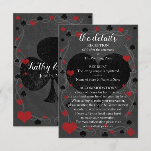 Casino Las Vegas Huwelijksdetails Informatiekaartje (Voorkant / Achterkant)