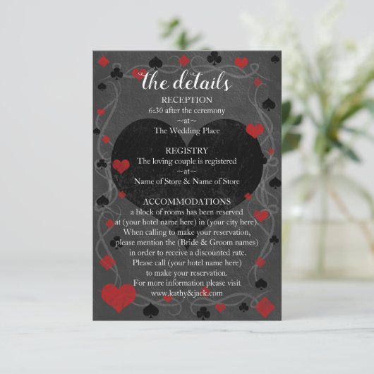 Casino Las Vegas Huwelijksdetails Informatiekaartje (Staand voorkant)