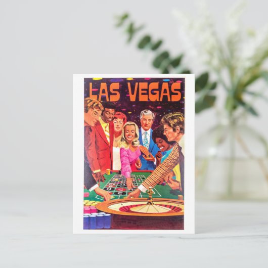 Casino, Las Vegas, mensen gokken op roulette Briefkaart (Staand voorkant)