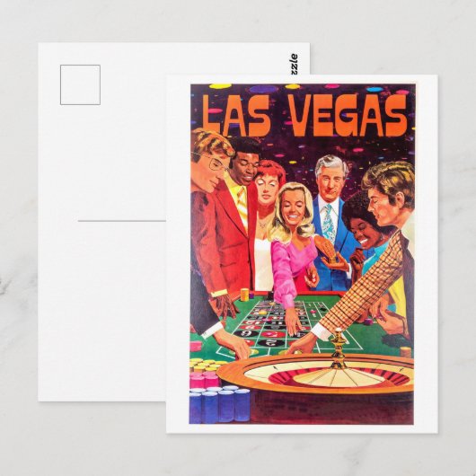 Casino, Las Vegas, mensen gokken op roulette Briefkaart (Voorkant / Achterkant)