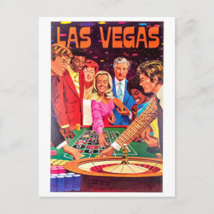 Casino, Las Vegas, mensen gokken op roulette Briefkaart