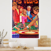 Casino, Las Vegas, mensen gokken op roulette Poster (Keuken)