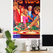 Casino, Las Vegas, mensen gokken op roulette Poster (Thuiskantoor)