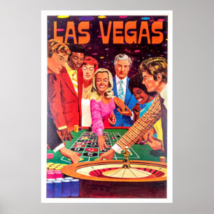 Casino, Las Vegas, mensen gokken op roulette Poster