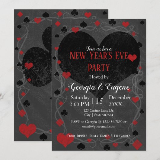 Casino/Las Vegas nieuwjaarsfeest Kaart (Voorkant / Achterkant)
