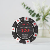 Casino Las Vegas Poker Chip 100th Verjaardag Kaart (Staand voorkant)