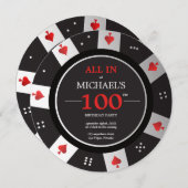 Casino Las Vegas Poker Chip 100th Verjaardag Kaart (Voorkant / Achterkant)