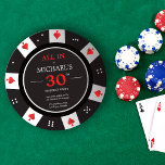 Casino Las Vegas Poker Chip 30th Birthday Kaart<br><div class="desc">Viel je mijlpaal 30e verjaardag in stijl met onze uitnodiging voor volwassen verjaardag, ontworpen om eruit te zien als een pokerchip! Deze uitnodiging is perfect voor iedereen die van casino's, gokken of wat Vegas-thema's houdt. De voorzijde van de uitnodiging is voorzien van een hoogwaardige, volledige kleurenafdruk van een pokerchip met...</div>