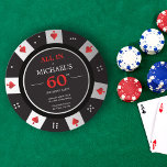 Casino Las Vegas Poker Chip 60th Birthday Kaart<br><div class="desc">Viel je mijlpaal 60ste verjaardag in stijl met onze uitnodiging voor volwassen verjaardag, ontworpen om eruit te zien als een pokerchip! Deze uitnodiging is perfect voor iedereen die van casino's, gokken of wat Vegas-thema's houdt. De voorzijde van de uitnodiging is voorzien van een hoogwaardige, volledige kleurenafdruk van een pokerchip met...</div>