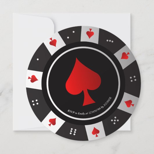 Casino Las Vegas Poker Chip Birthday Invitation Kaart (Achterkant)