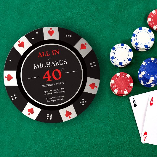 Casino Las Vegas Poker Chip Birthday Invitation Kaart