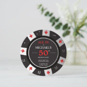 Casino Las Vegas Poker Chip Birthday Kaart (Staand voorkant)