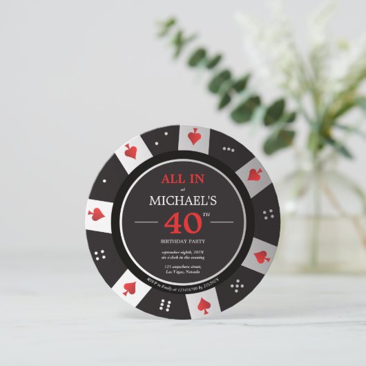 Casino Las Vegas Poker Chip Foto Verjaardag Kaart (Staand voorkant)