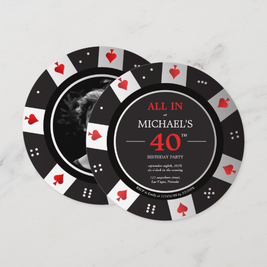 Casino Las Vegas Poker Chip Foto Verjaardag Kaart (Voorkant / Achterkant)