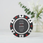 Casino Las Vegas Poker Chip wedding Kaart (Staand voorkant)